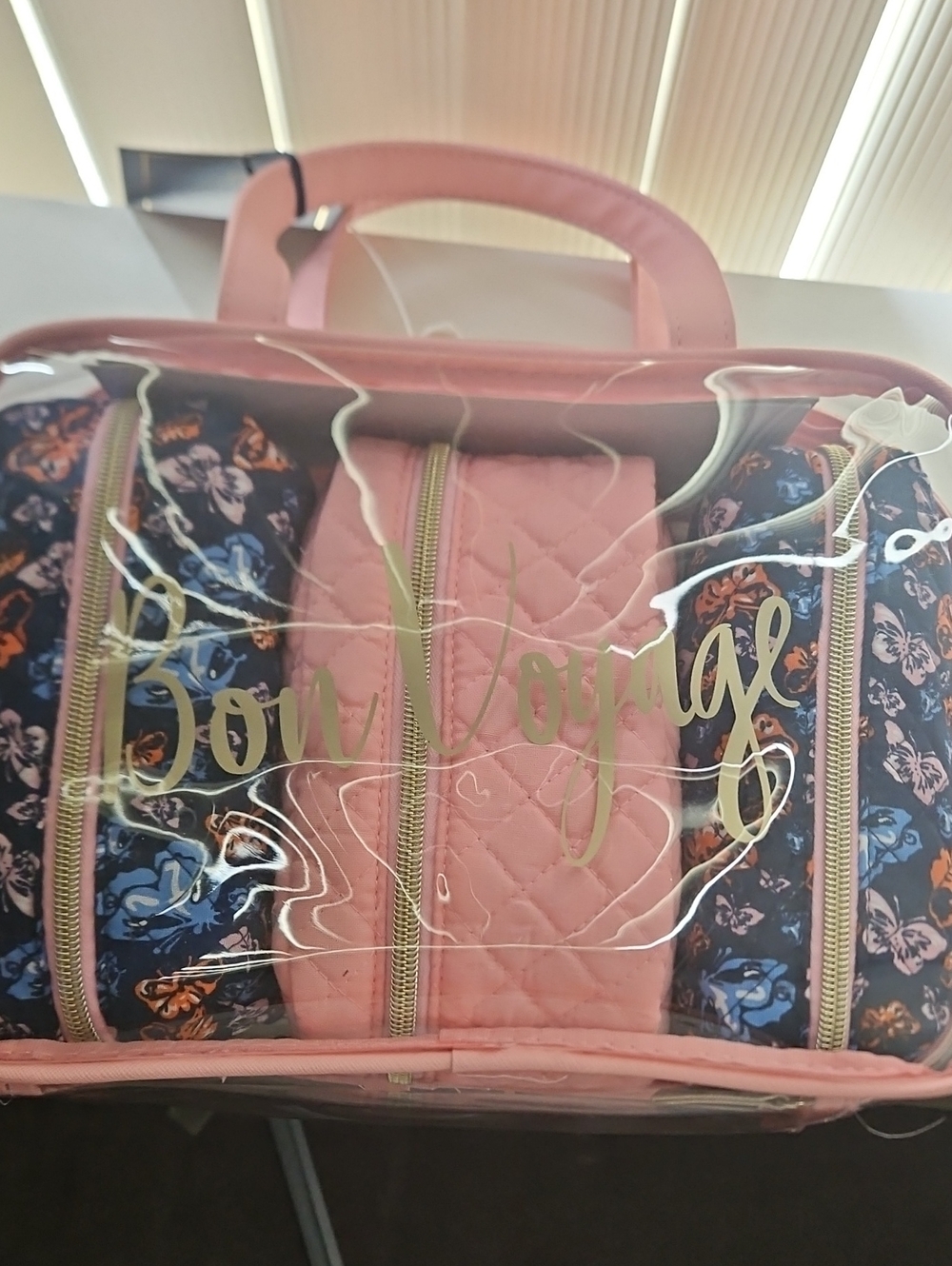 NWT 4 pc. Dabney Lee Pink Quilted Travel Cosmetic Bag Set